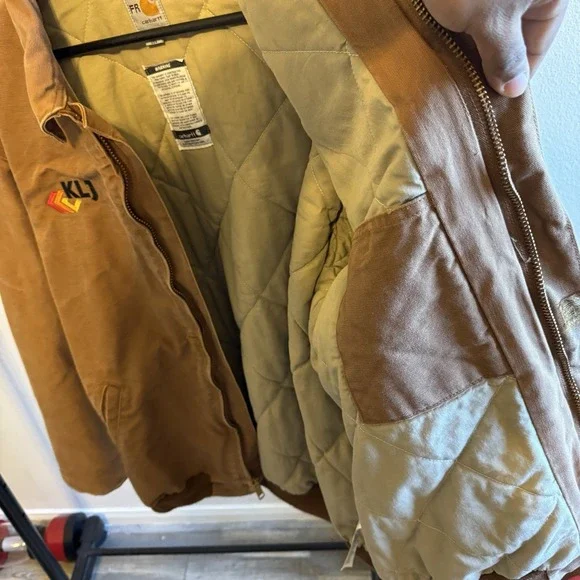 Carhartt Men's FRJ195 BRN FR Sante Fe Style Bomber Jacket Size XLT made in USA - Picture 5 of 6